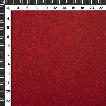 Vermilion Red Ethnic Digital Print Imported Satin Fabric
