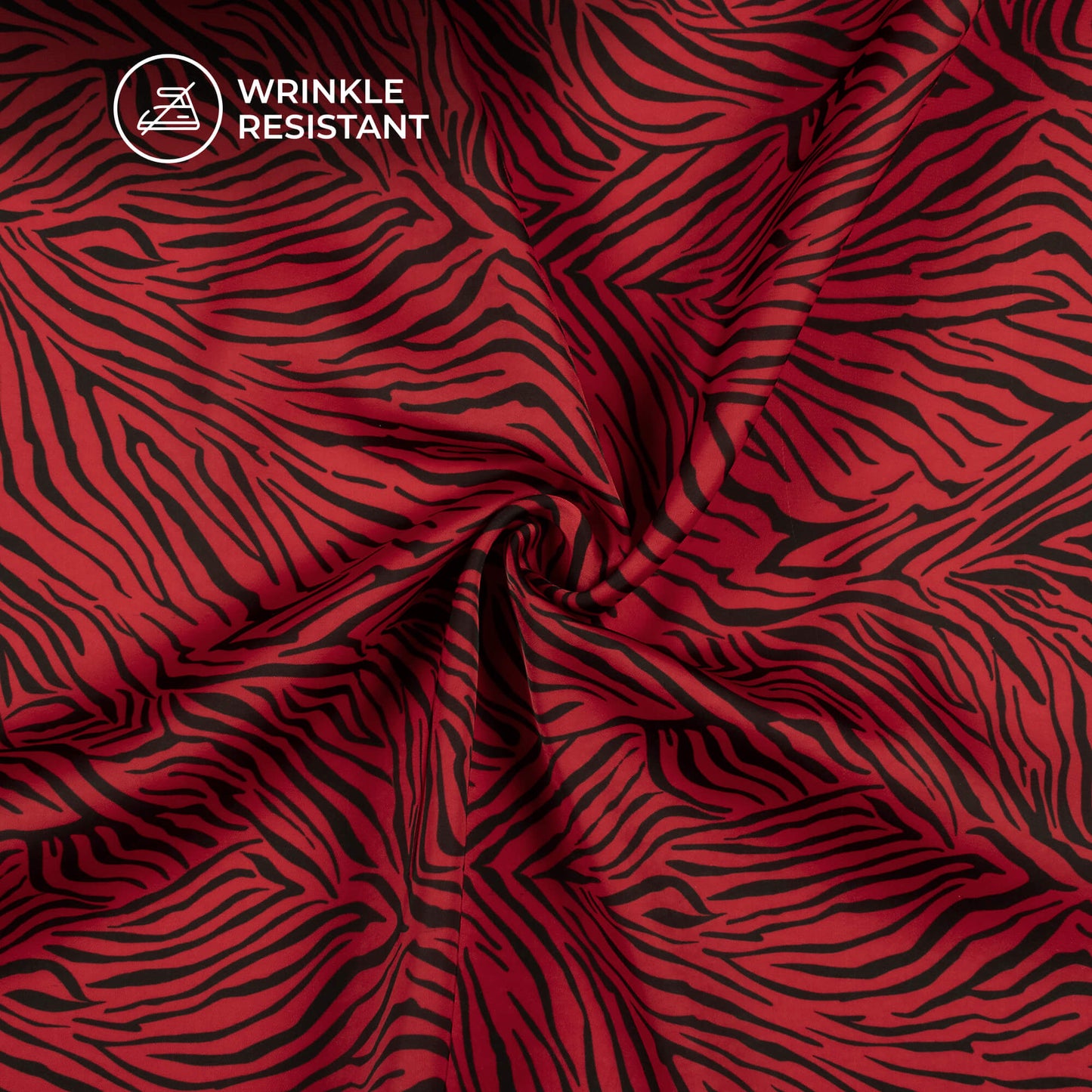 Vermilion Red Animal Digital Print Imported Satin Fabric