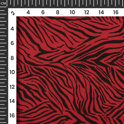 Vermilion Red Animal Digital Print Imported Satin Fabric