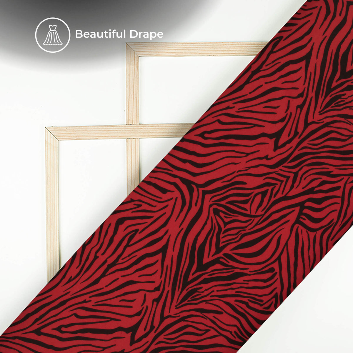 Vermilion Red Animal Digital Print Imported Satin Fabric