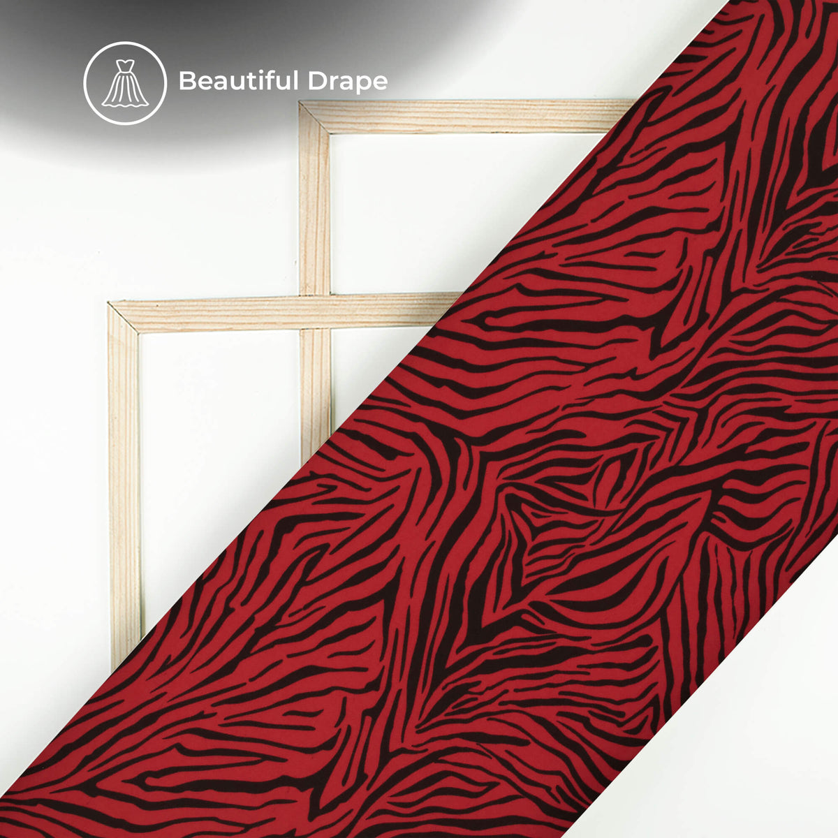 Vermilion Red Animal Digital Print Imported Satin Fabric