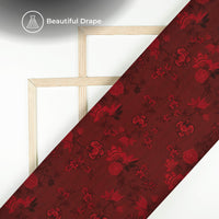 Vermilion Red Floral Digital Print Imported Satin Fabric