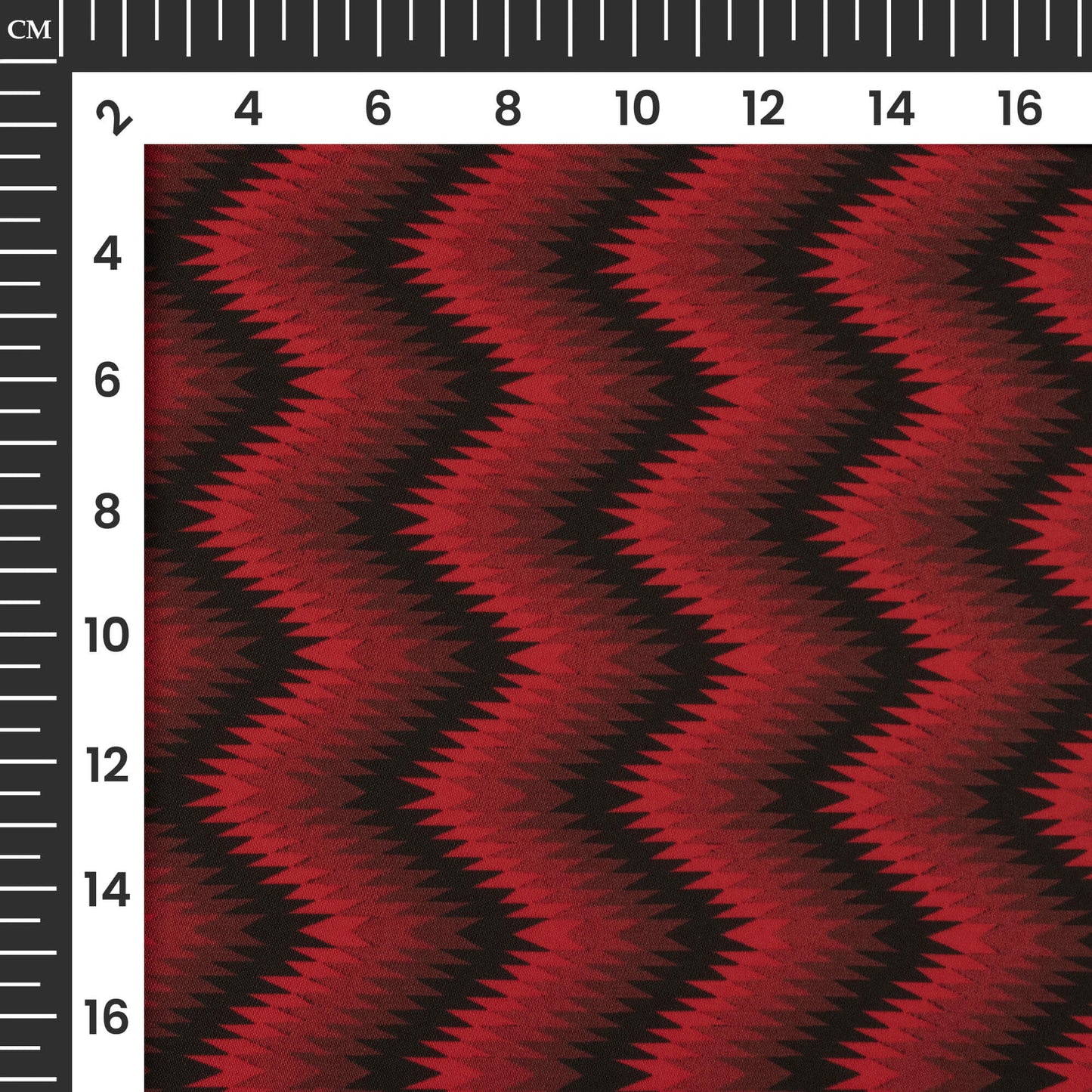 Vermilion Red Chevron Digital Print Imported Satin Fabric