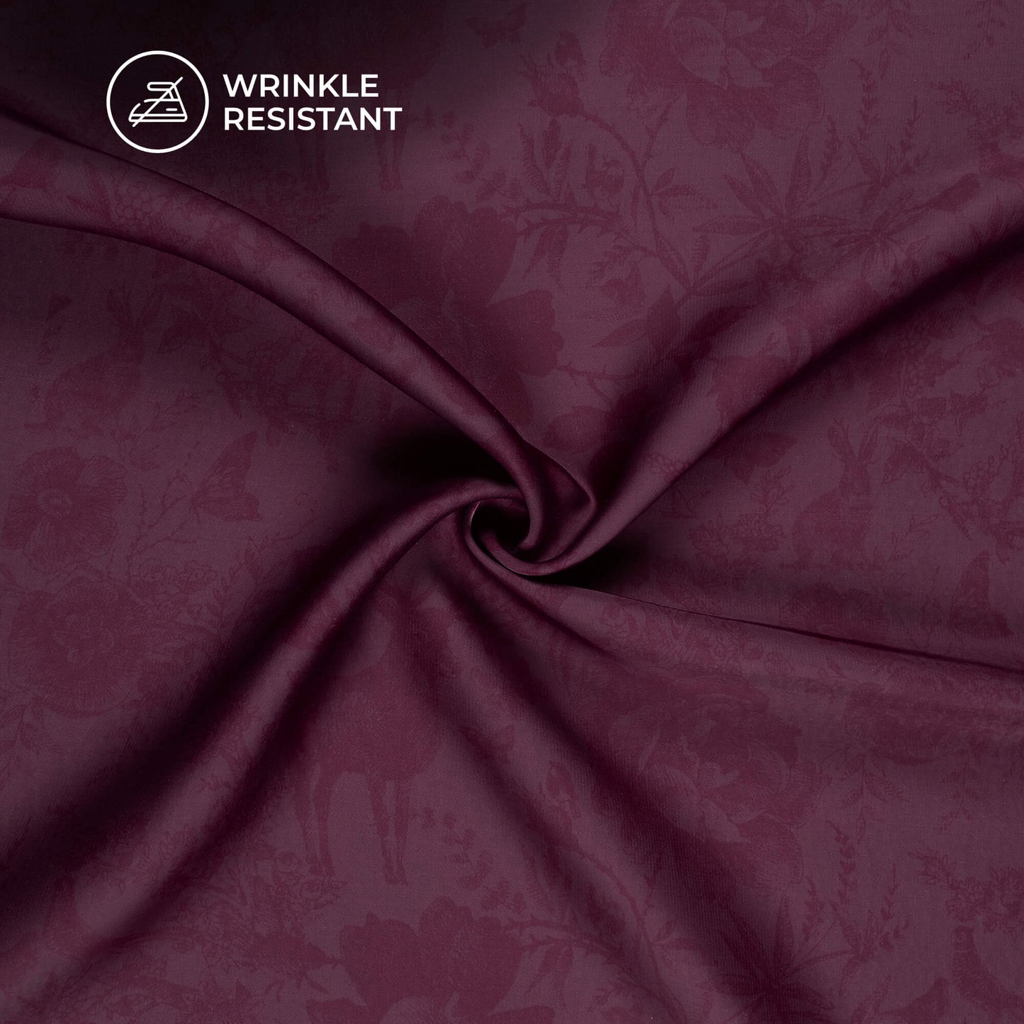 Wine Purple Floral Digital Print Imported Satin Fabric