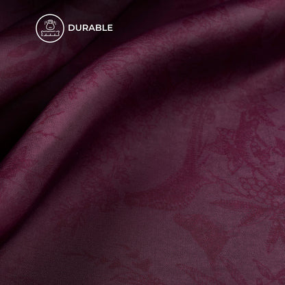 Wine Purple Floral Digital Print Imported Satin Fabric