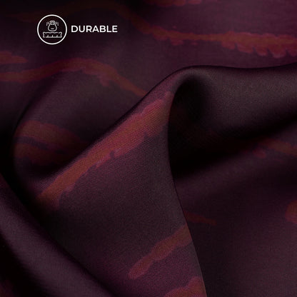 Wine Purple Shiiborii Digital Print Imported Satin Fabric