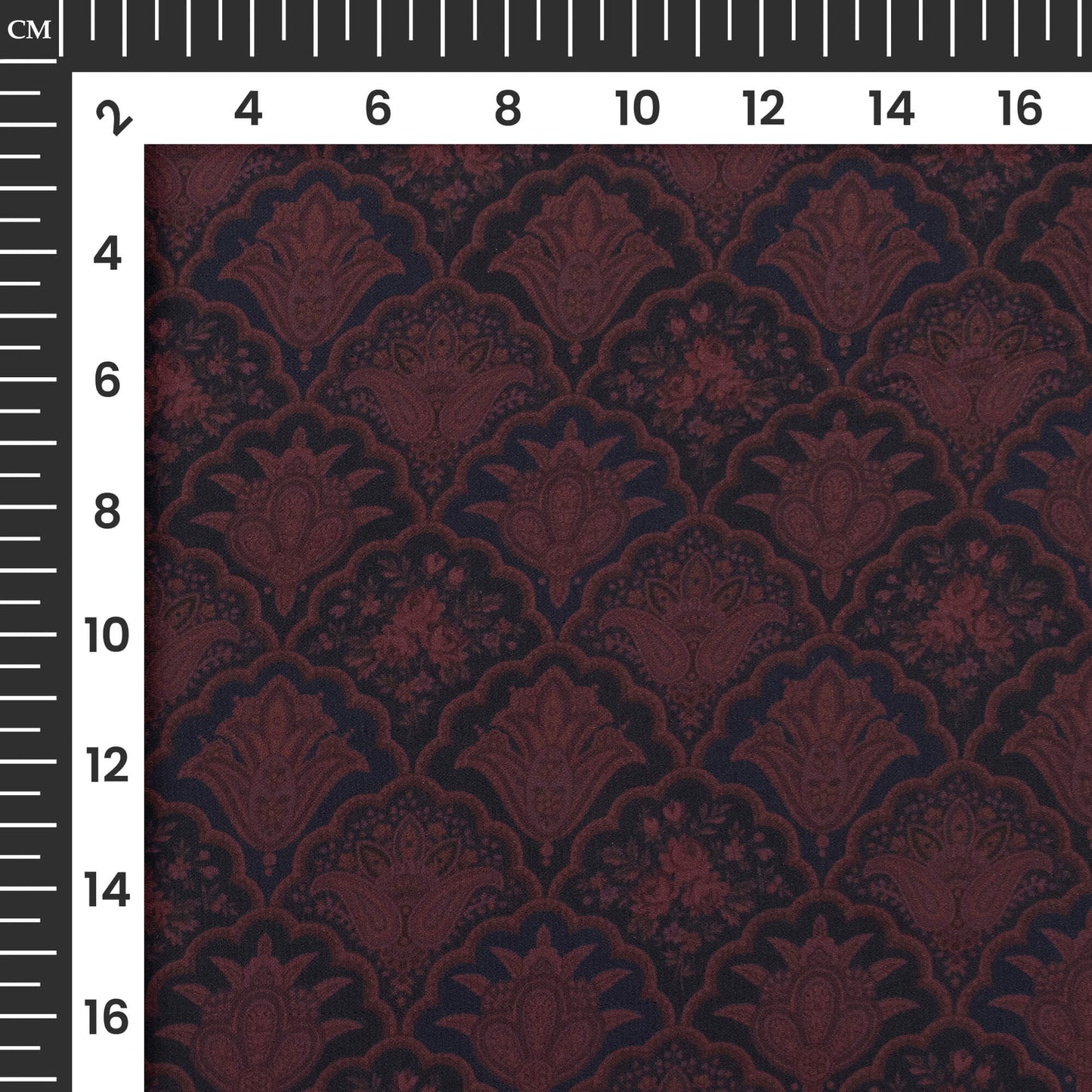 Black And Wine Purple Ethnic Digital Print Imported Satin Fabric