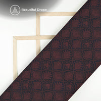 Black And Wine Purple Ethnic Digital Print Imported Satin Fabric
