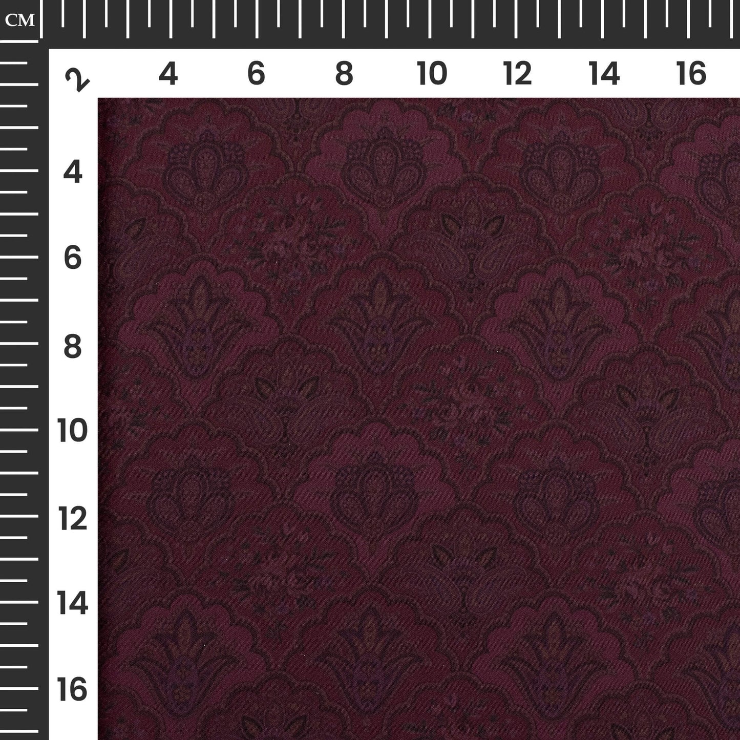 Wine Purple Ethnic Digital Print Imported Satin Fabric