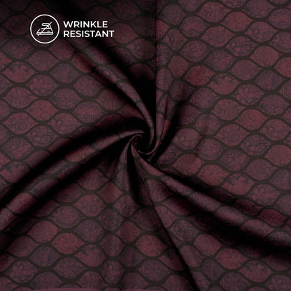 Wine Purple Trellis Digital Print Imported Satin Fabric