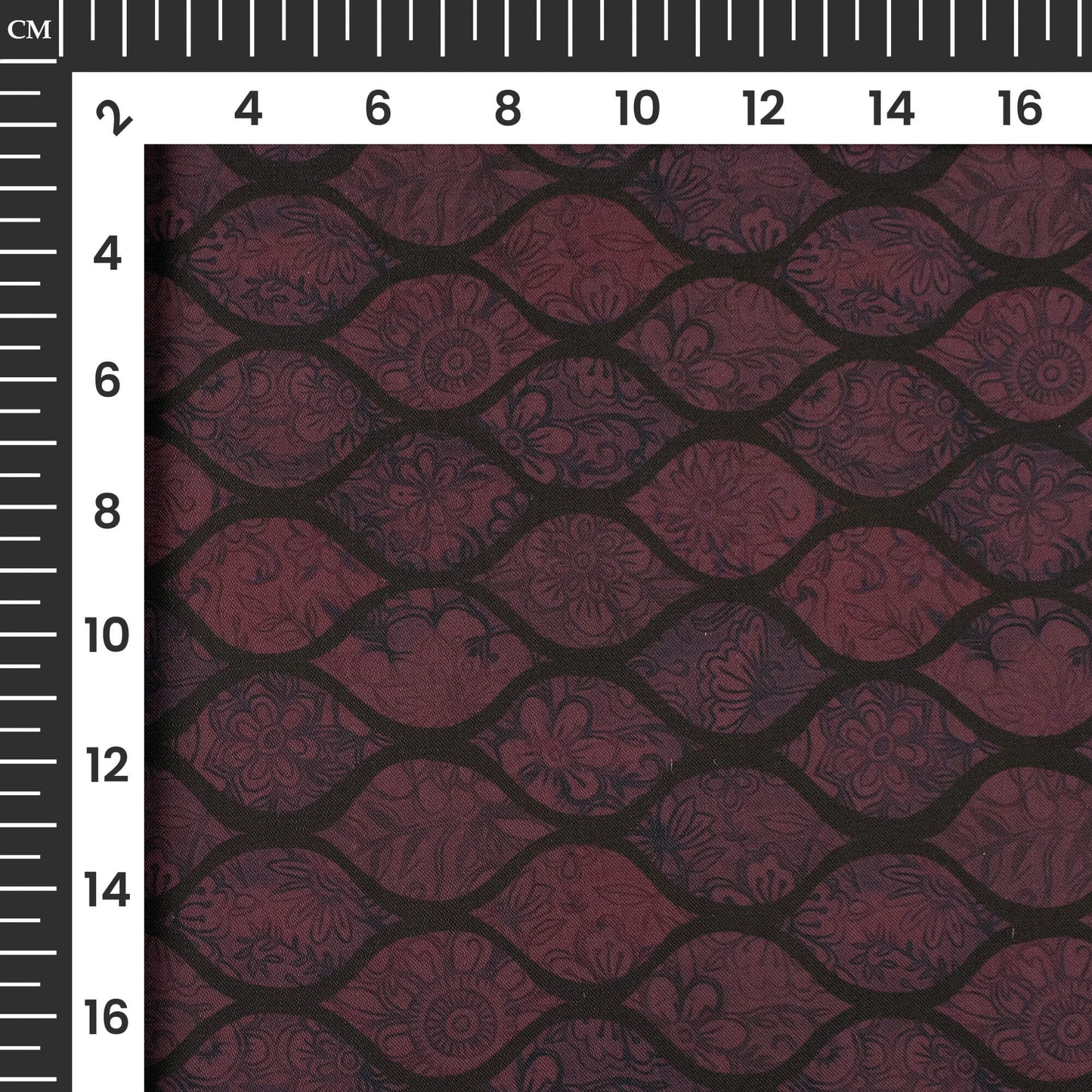 Wine Purple Trellis Digital Print Imported Satin Fabric