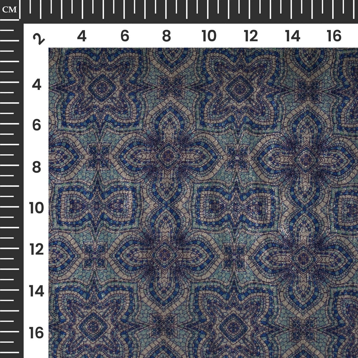Dark Grey And Blue Traditional Pattern Digital Print Premium Velvet Fabric