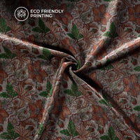 Dark Grey Floral Pattern Digital Print Premium Velvet Fabric