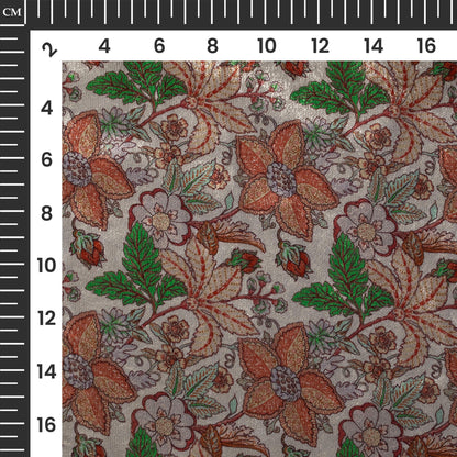 Dark Grey Floral Pattern Digital Print Premium Velvet Fabric
