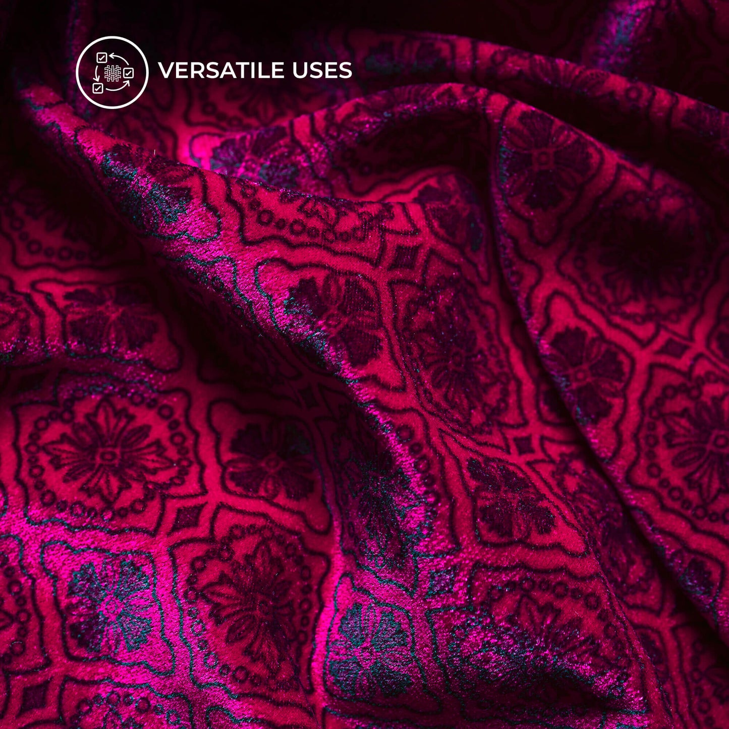Pink Floral Pattern Digital Print Premium Velvet Fabric