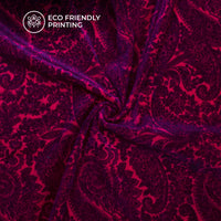 Pink Paisley Pattern Digital Print Premium Velvet Fabric