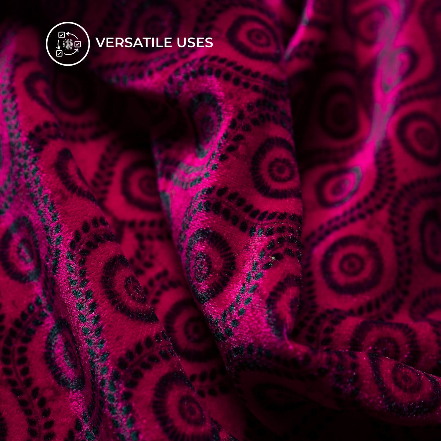 Pink Trellis Pattern Digital Print Premium Velvet Fabric
