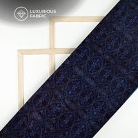 Dark Purple And Turquoise Blue Traditional Pattern Digital Print Premium Velvet Fabric