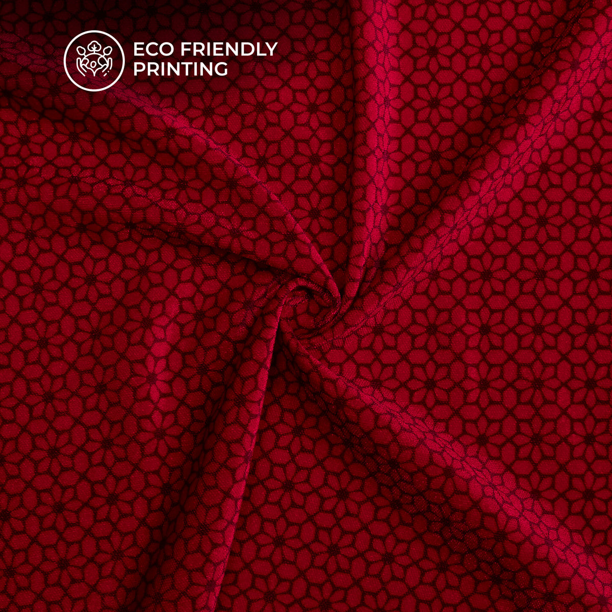 Indian Red Floral Pattern Digital Print Premium Velvet Fabric