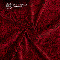 Indian Red Paisley Pattern Digital Print Premium Velvet Fabric