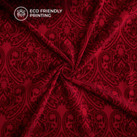 Indian Red Ethnic Pattern Digital Print Premium Velvet Fabric