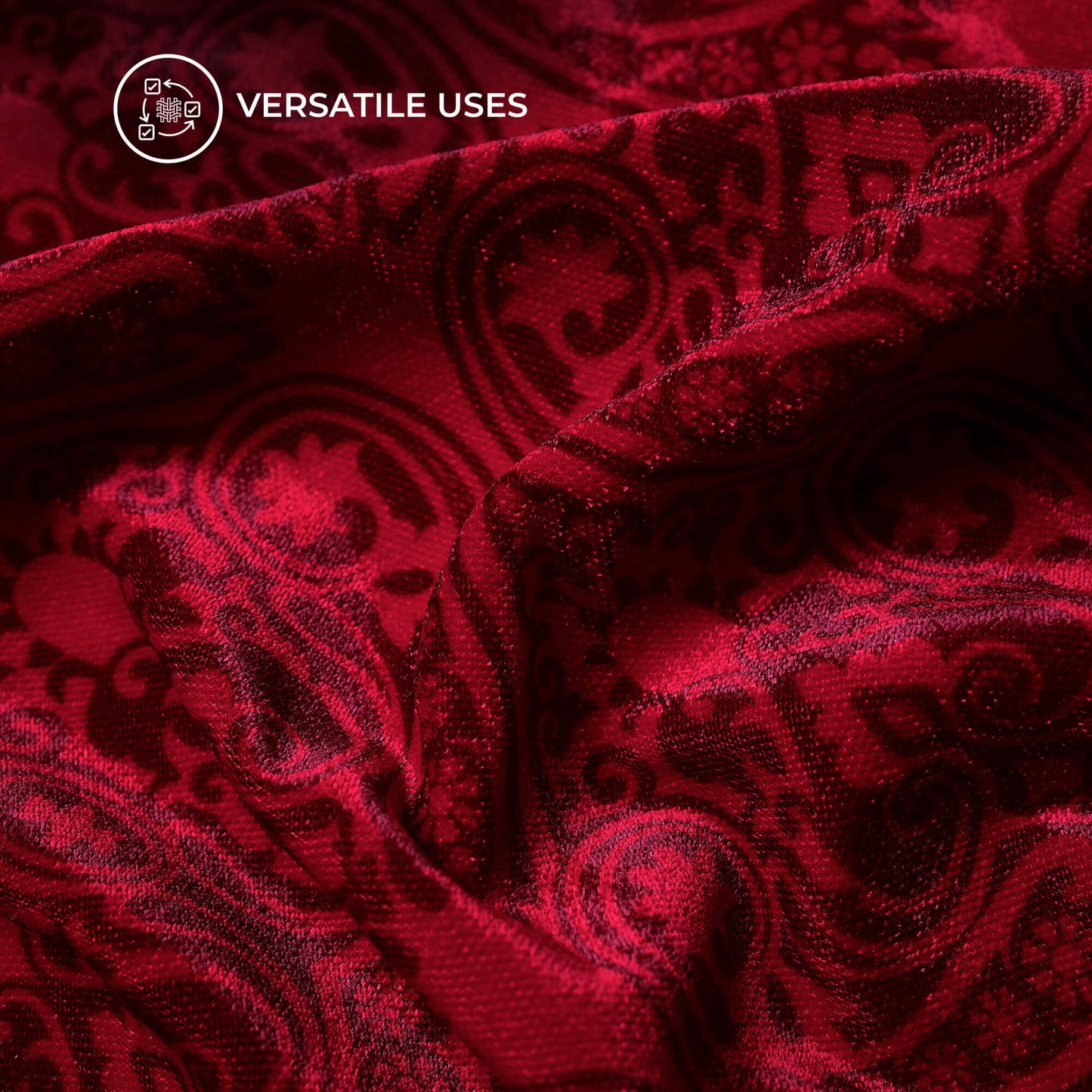 Indian Red Ethnic Pattern Digital Print Premium Velvet Fabric