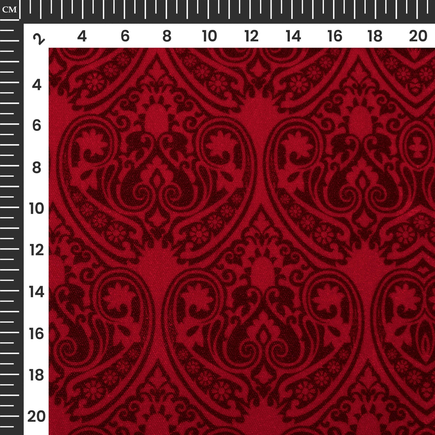 Indian Red Ethnic Pattern Digital Print Premium Velvet Fabric