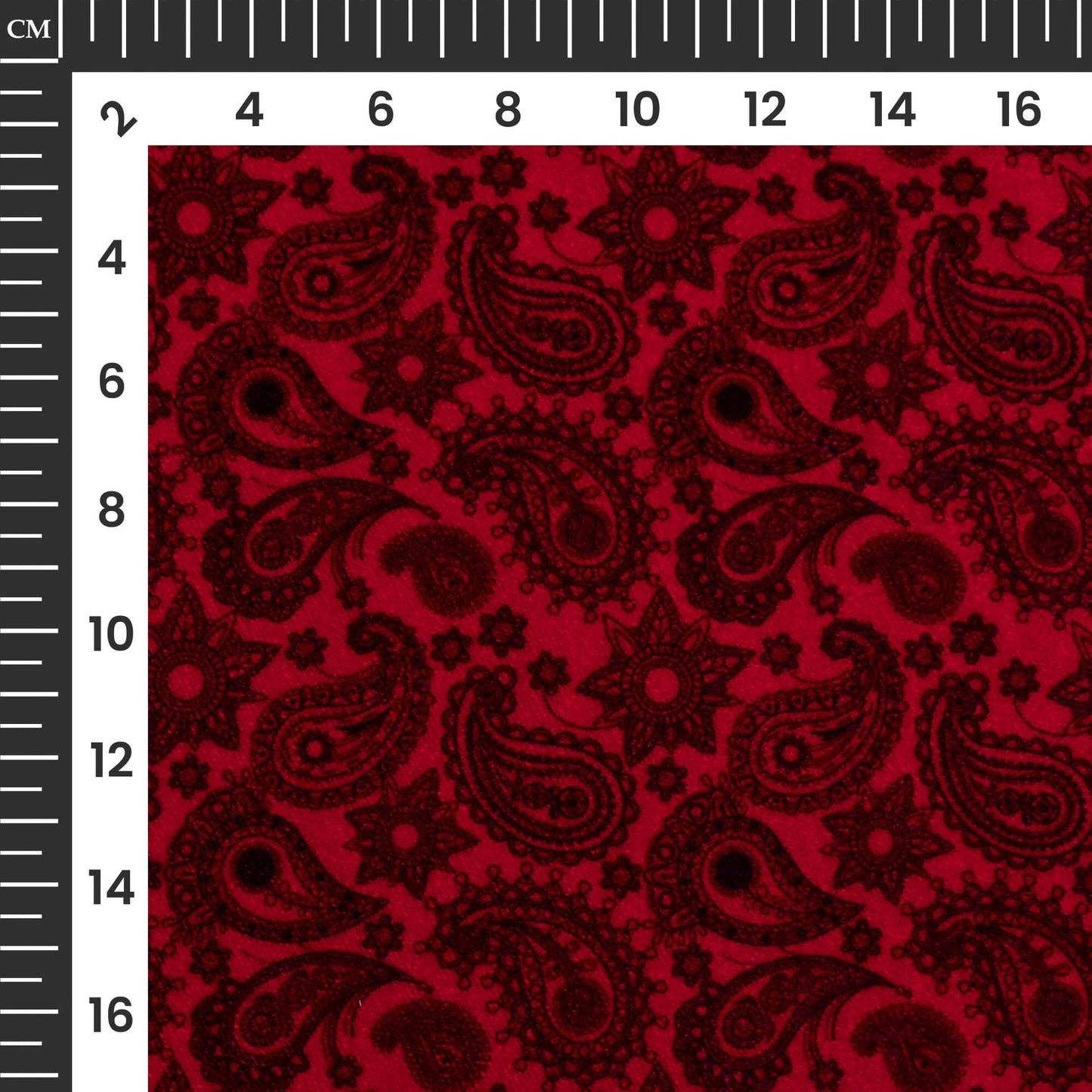 Indian Red Paisley Pattern Digital Print Premium Velvet Fabric