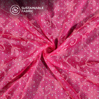 Thulian Pink Abstract Pattern Digital Print Floral Brasso Fabric