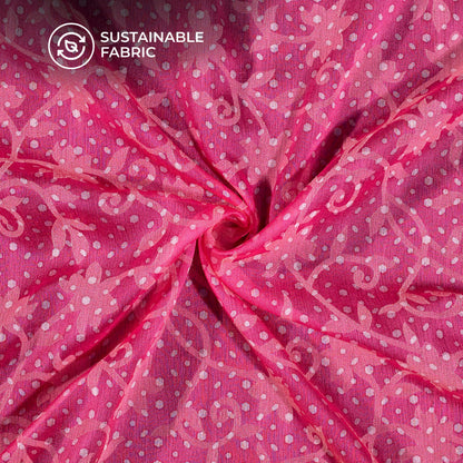 Thulian Pink Abstract Pattern Digital Print Floral Brasso Fabric