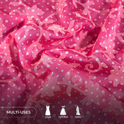 Thulian Pink Abstract Pattern Digital Print Floral Brasso Fabric