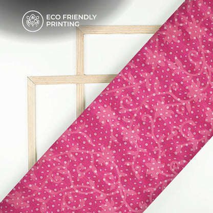 Thulian Pink Abstract Pattern Digital Print Floral Brasso Fabric