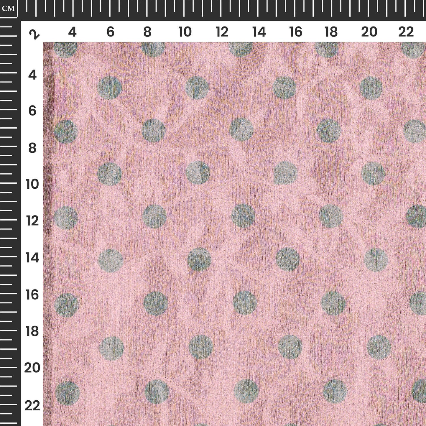 Pastel Pink And Grey Polka Dots Pattern Digital Print Floral Brasso Fabric