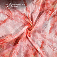 Indian Red And White Floral Pattern Digital Print Floral Brasso Fabric