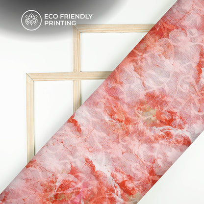 Indian Red And White Floral Pattern Digital Print Floral Brasso Fabric