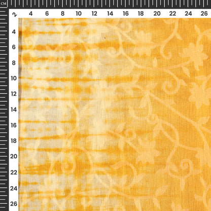 Honey Yellow And White Shiiborii Pattern Digital Print Floral Brasso Fabric