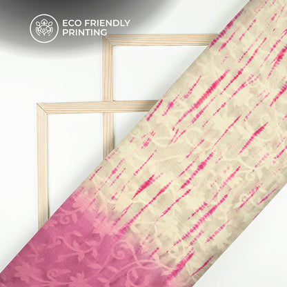 Taffy Pink And Cream Shiiborii Pattern Digital Print Floral Brasso Fabric