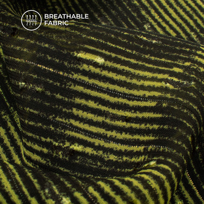 Lemon Yellow And Black Checks Digital Print Lurex Booti Chiffon Fabric