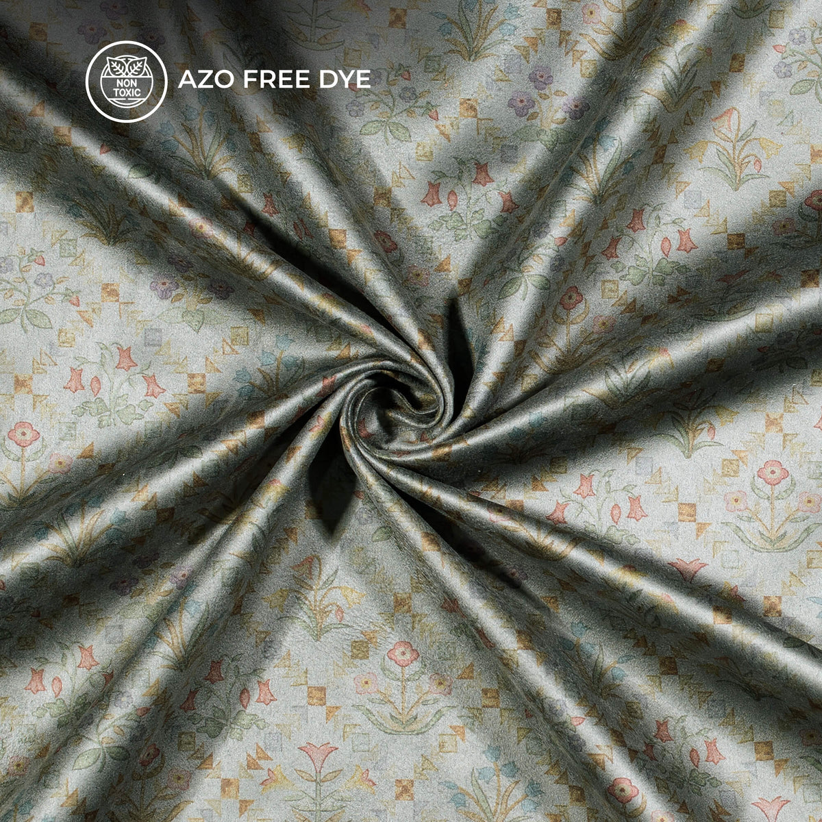 Geomatric Floral Printed Deluxe Suede Fabric