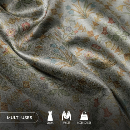 Geomatric Floral Printed Deluxe Suede Fabric
