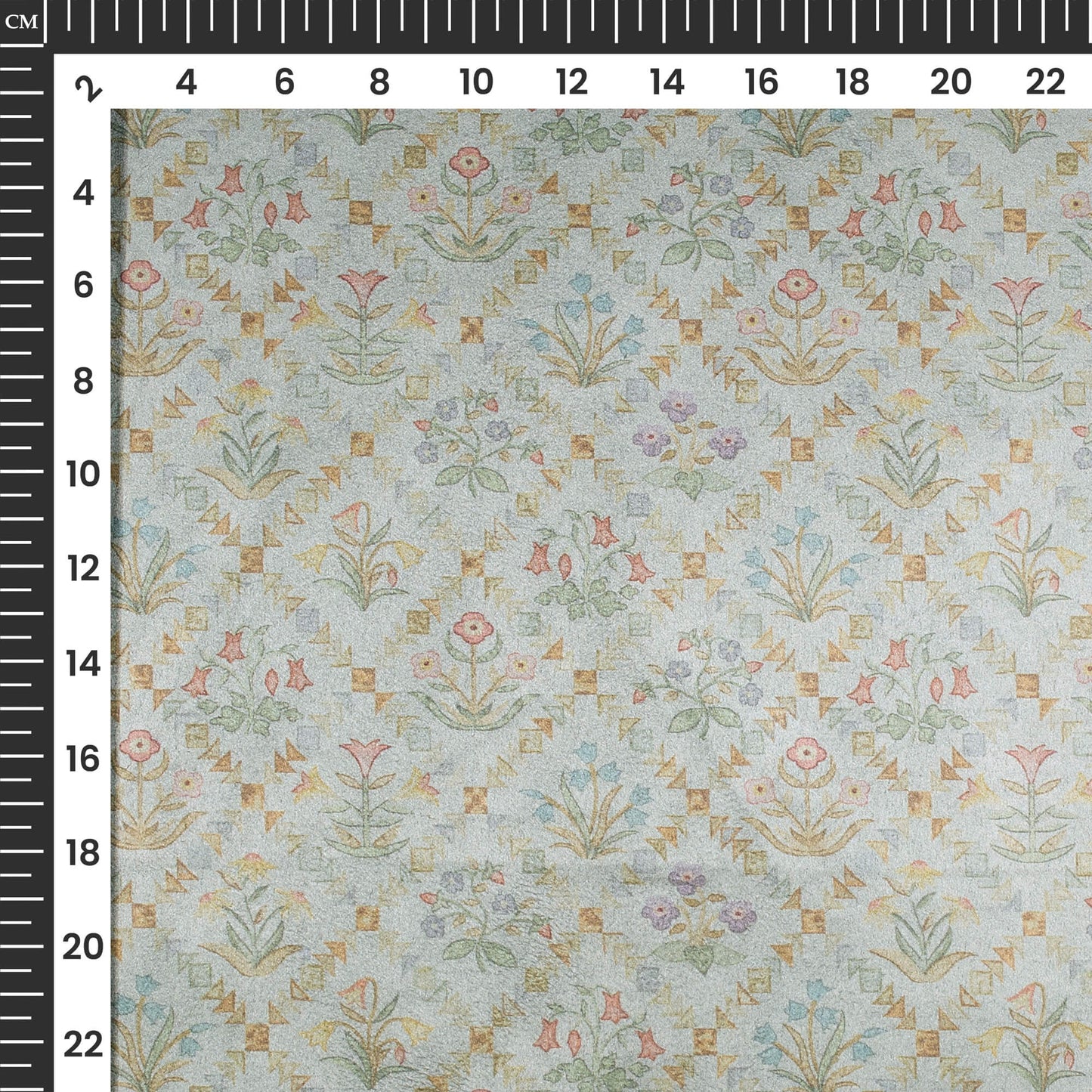 Geomatric Floral Printed Deluxe Suede Fabric