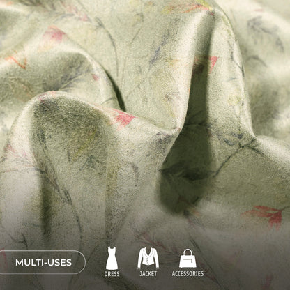 Vintage Floral Printed Deluxe Suede Fabric