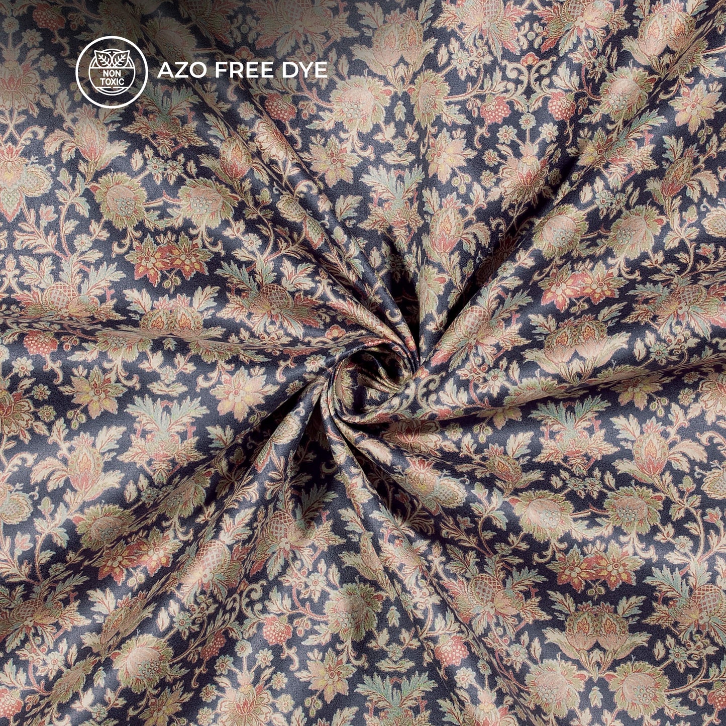 Royal Floral Printed Deluxe Suede Fabric
