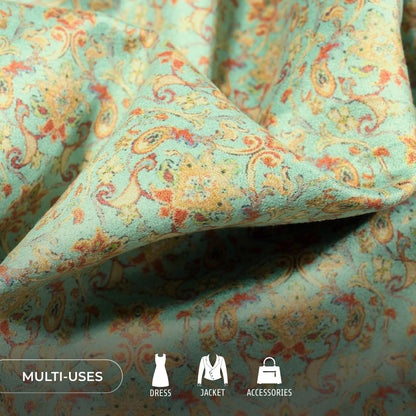 Ethnic Paisley Printed Deluxe Suede Fabric