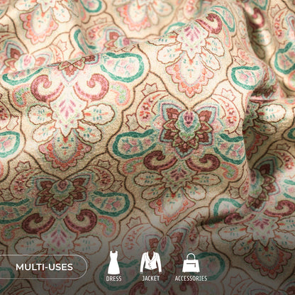 Historical Scallop Printed Deluxe Suede Fabric
