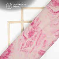 Fuchsia Pink Abstract Printed Organza Satin Fabric