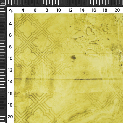 Dark Yellow Abstract Printed Organza Satin Fabric