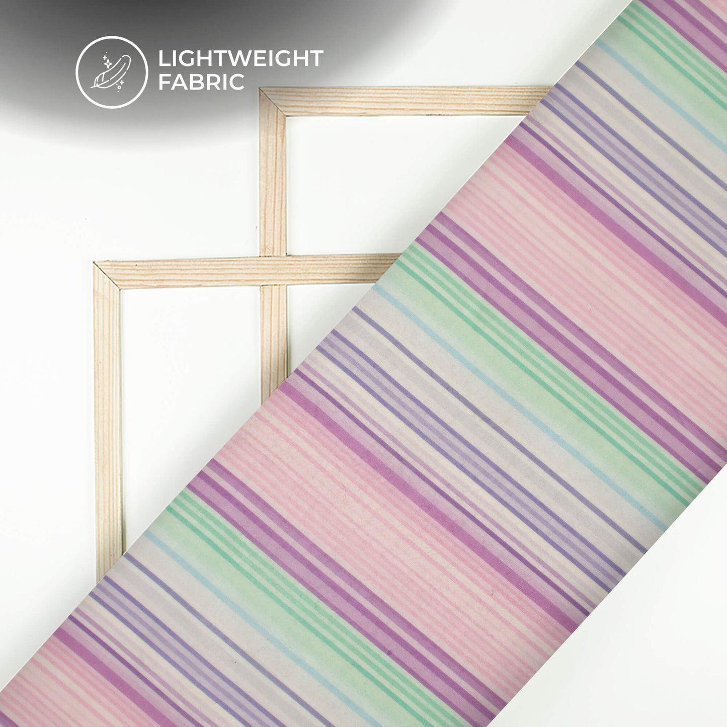 Baby Pink And Purple Stripes Printed Liquid Organza Fabric