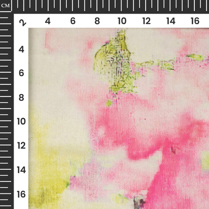 Pink And Green Tie Dye Printed Organza Satin Fabric