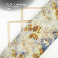 Oregano Green Leaf Printed Organza Satin Fabric